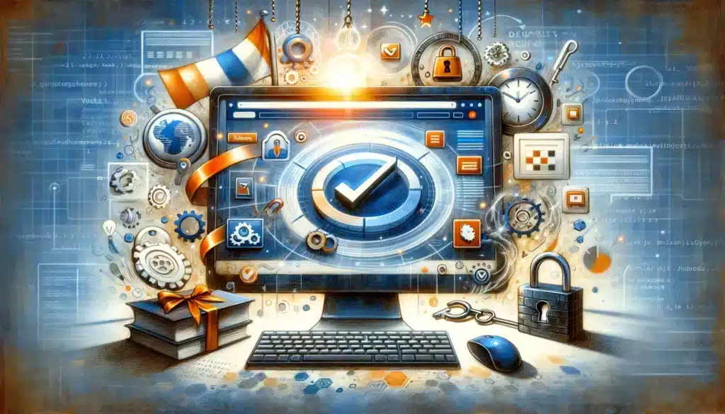 dall e 2024 03 19 11.05.40 a wide format artistic image depicting the concept of a turnkey website where everything is already done and ready for operation. the image should ha